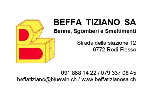Summer Carnival: Logo sponsor Beffa tiziano SA, benne, sgomberi e smaltimenti